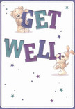 The get well card's happy design, filled with warmth and playful optimism, immediately brings to mind the friendly spirit of Kingston Vale. Two adorable characters-a plush teddy bear and a floppy-eared puppy, both rendered in soft, inviting textures-seem to spring joyfully from the illustration, as if eager to offer comfort. They lovingly balance and hold aloft the oversized, colourful letters spelling 'Get Well,' painted in confident hues of indigo and teal, which stand out vividly against a creamy white background. Twinkling stars in shades of blue and purple are scattered across the card, adding notes of whimsical hope and turning the scene into a mini celebration, much like the feeling of walking through a sun-dappled afternoon near Robin Hood Gate. The tactile quality of the animals' illustrated fur suggests a gentle embrace, creating a sense of closeness and care that's perfect for bringing a smile to someone recovering at home in Kingston Vale. This card is more than a message-it's an emotional balm and a visual hug, thoughtfully designed to accompany heartfelt get well bouquets carefully arranged and delivered with local pride.